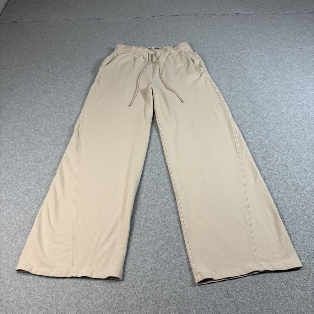 Abercrombie & Fitch Pant Women Medium Beige Wide Leg Pull On Athleisure Comfy